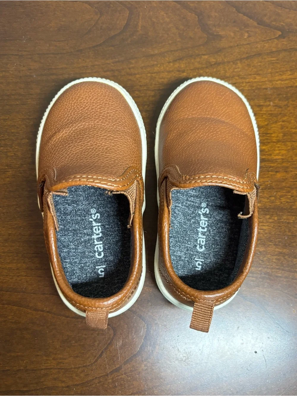 Carter's Brown Leather-Look Slip-On Sneakers for Kids